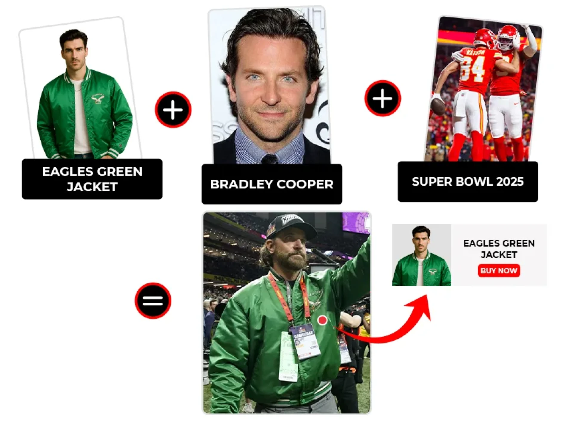 Bradley Cooper Turns Heads in Eagles Green Jacket at Super Bowl 2025