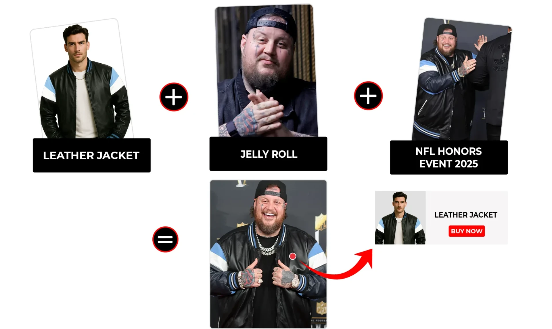 Jelly Roll Rocks Leather Bomber Jacket at NFL Honors 2025
