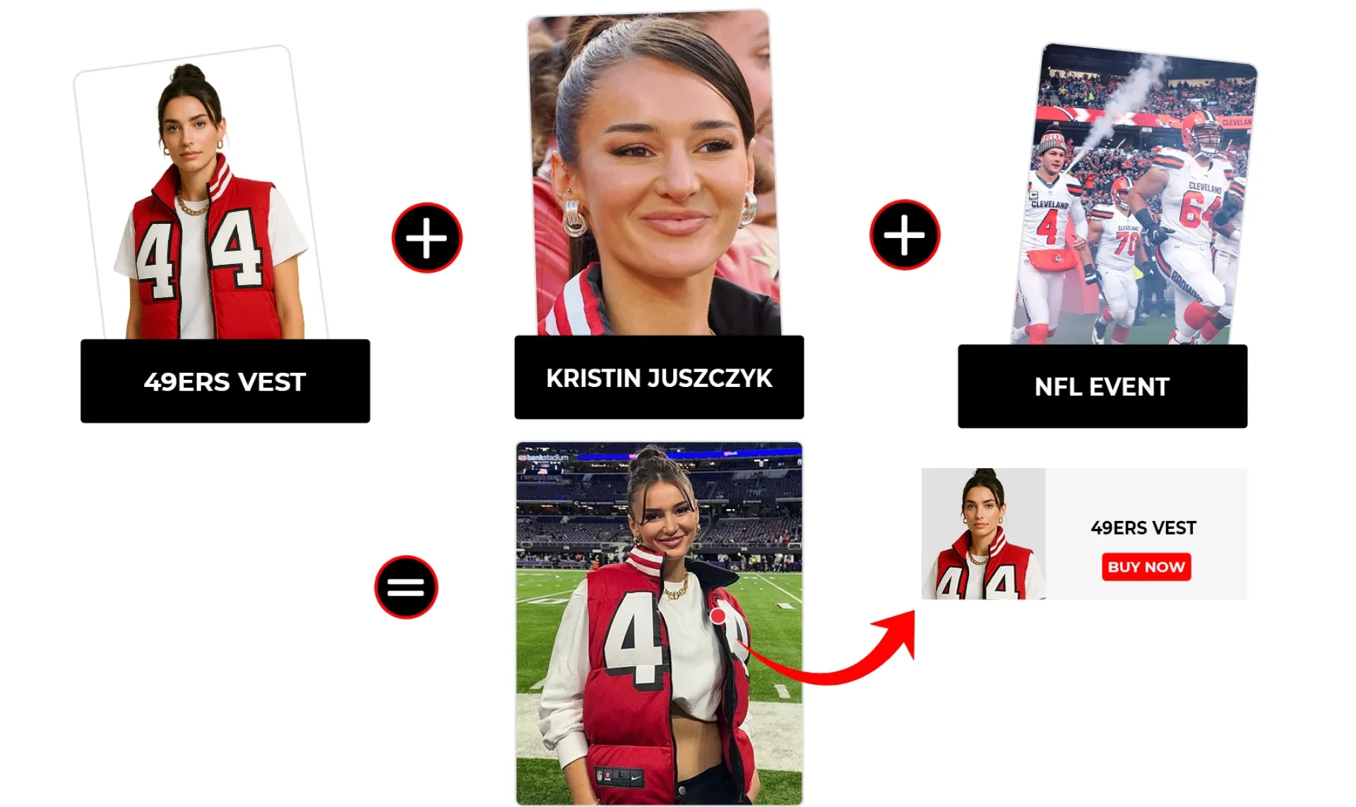 Kristin Juszczyk 49ers Red White Puffer Vest At NFL Event