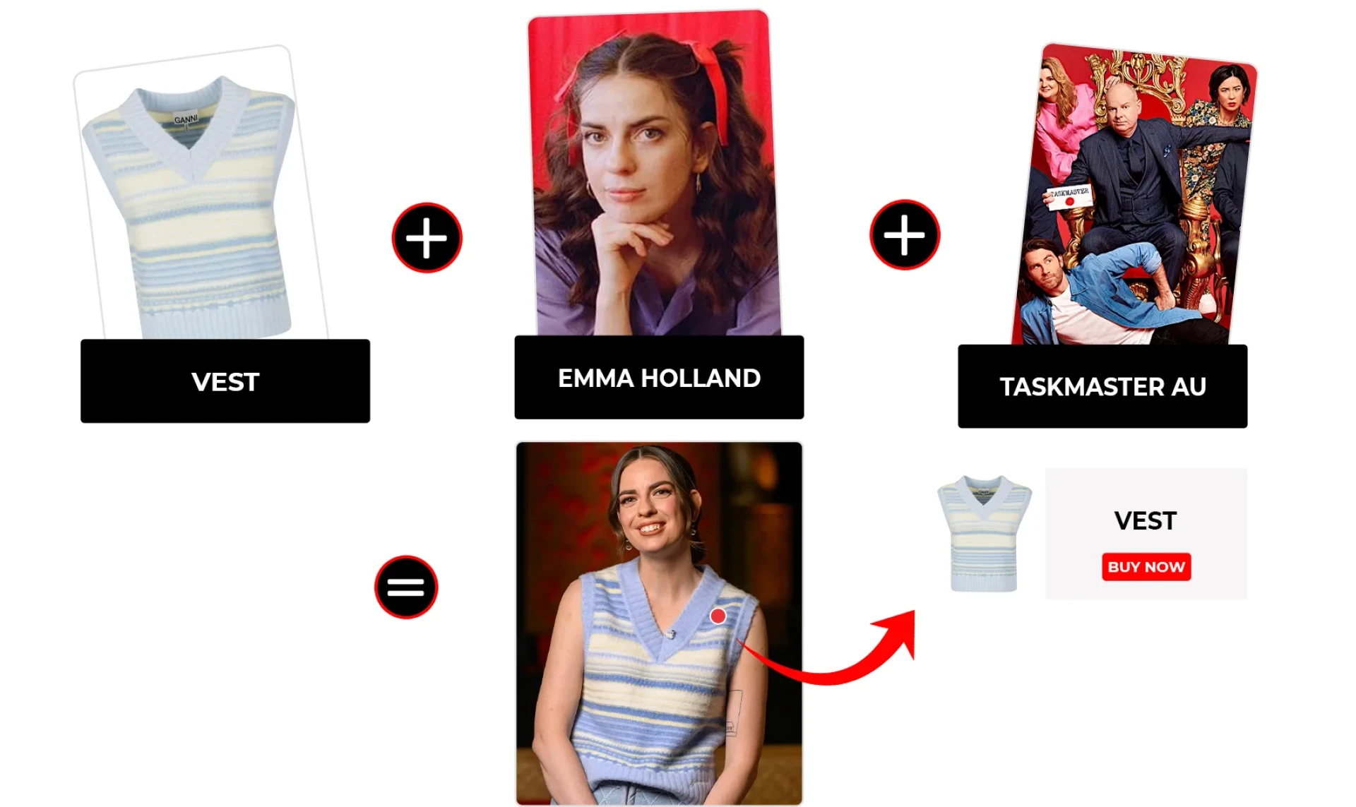 Taskmaster AU Season 3 Emma Holland Blue And White Striped Sweater Vest