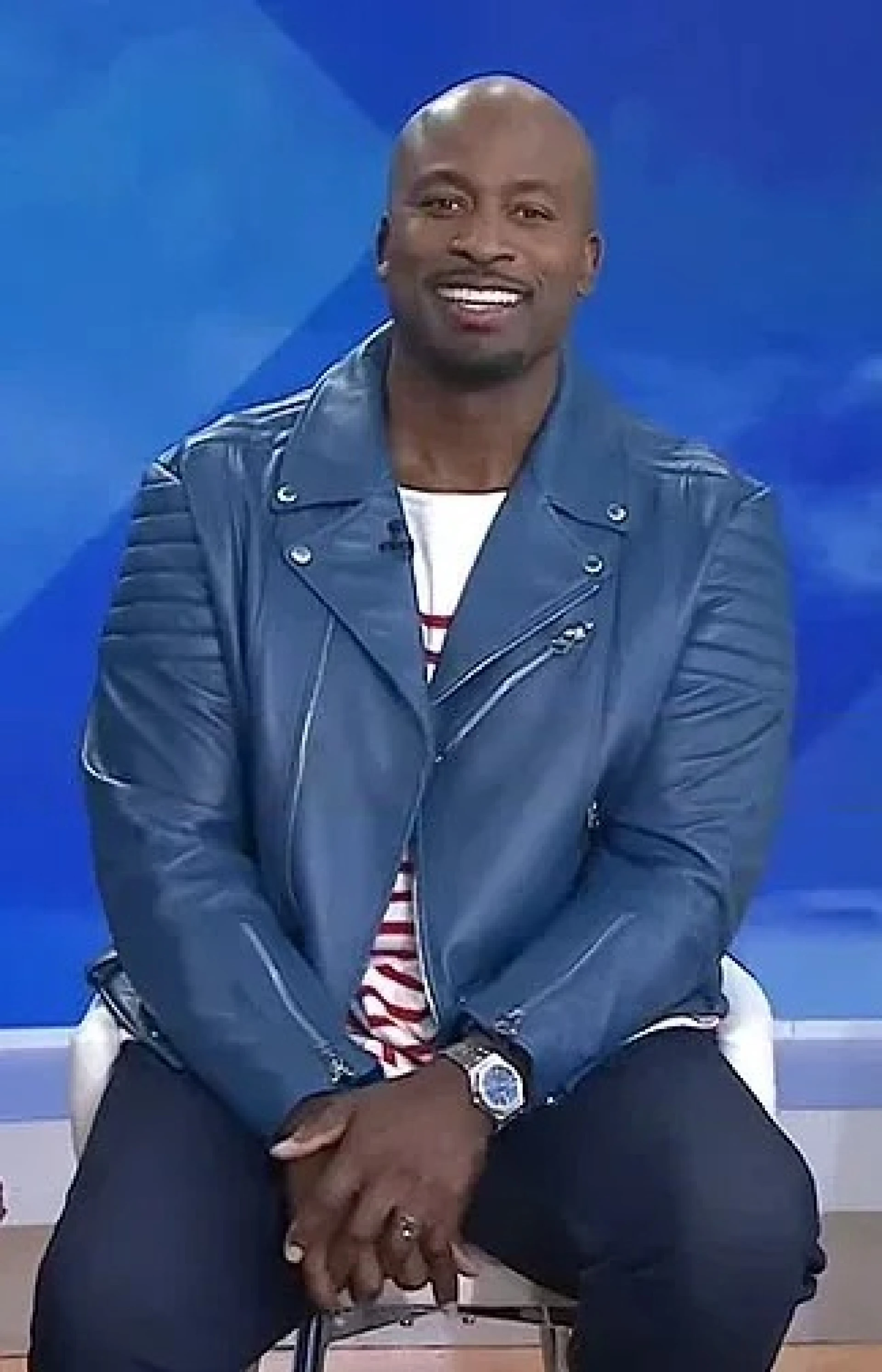 Blue Leather Moto Jacket