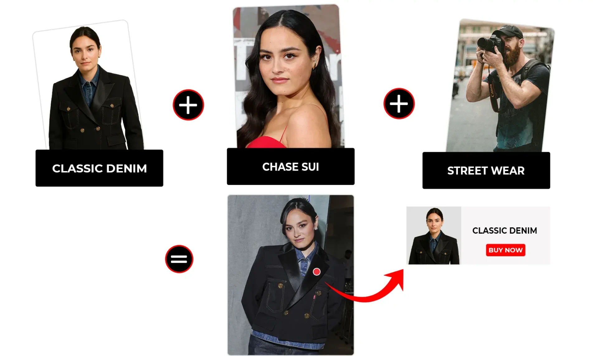 Chase Sui Wonders Wears Levi’s x Sacai Black Denim Jacket at NYC Dinner