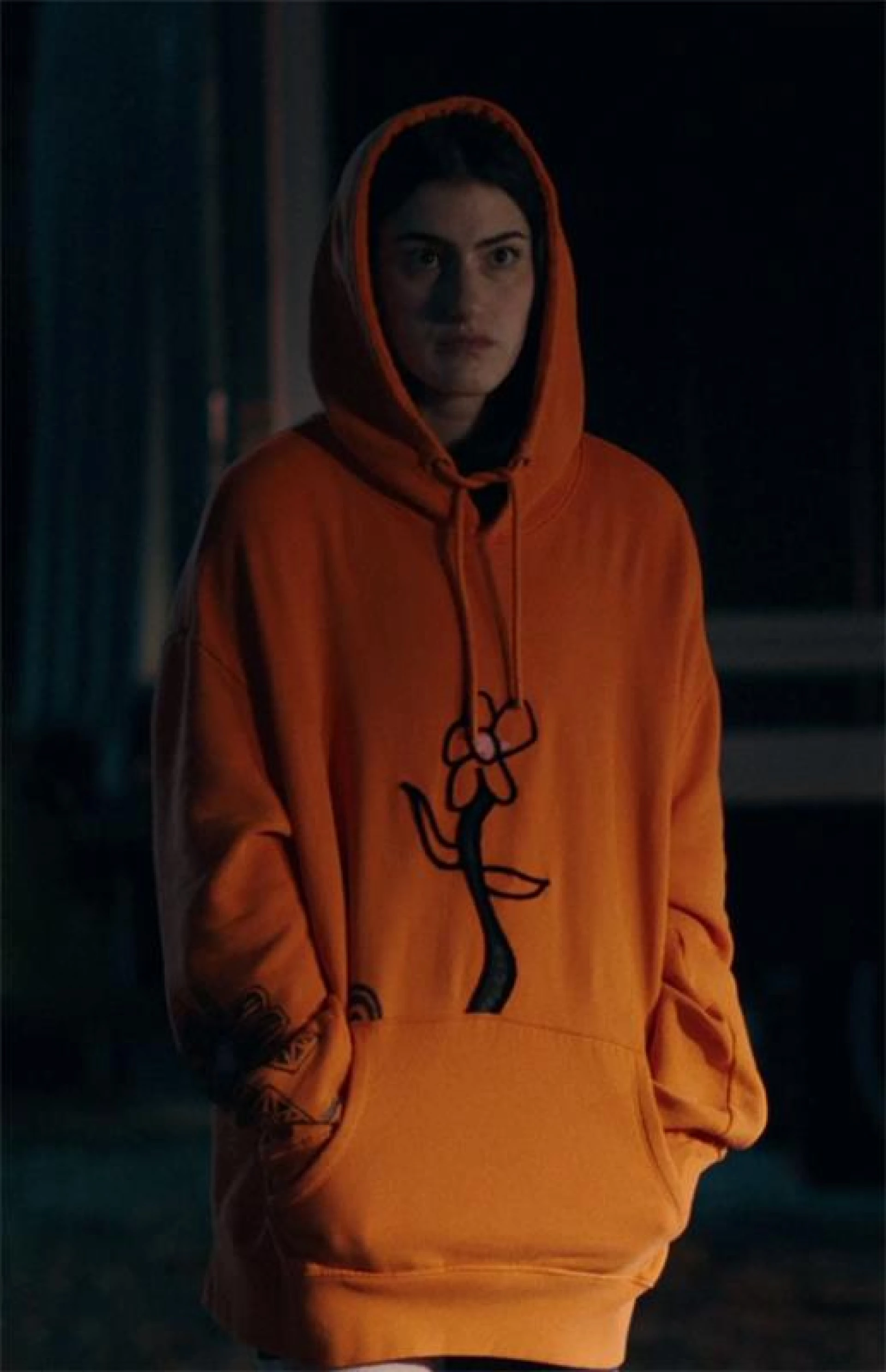 Orange Floral Hoodie