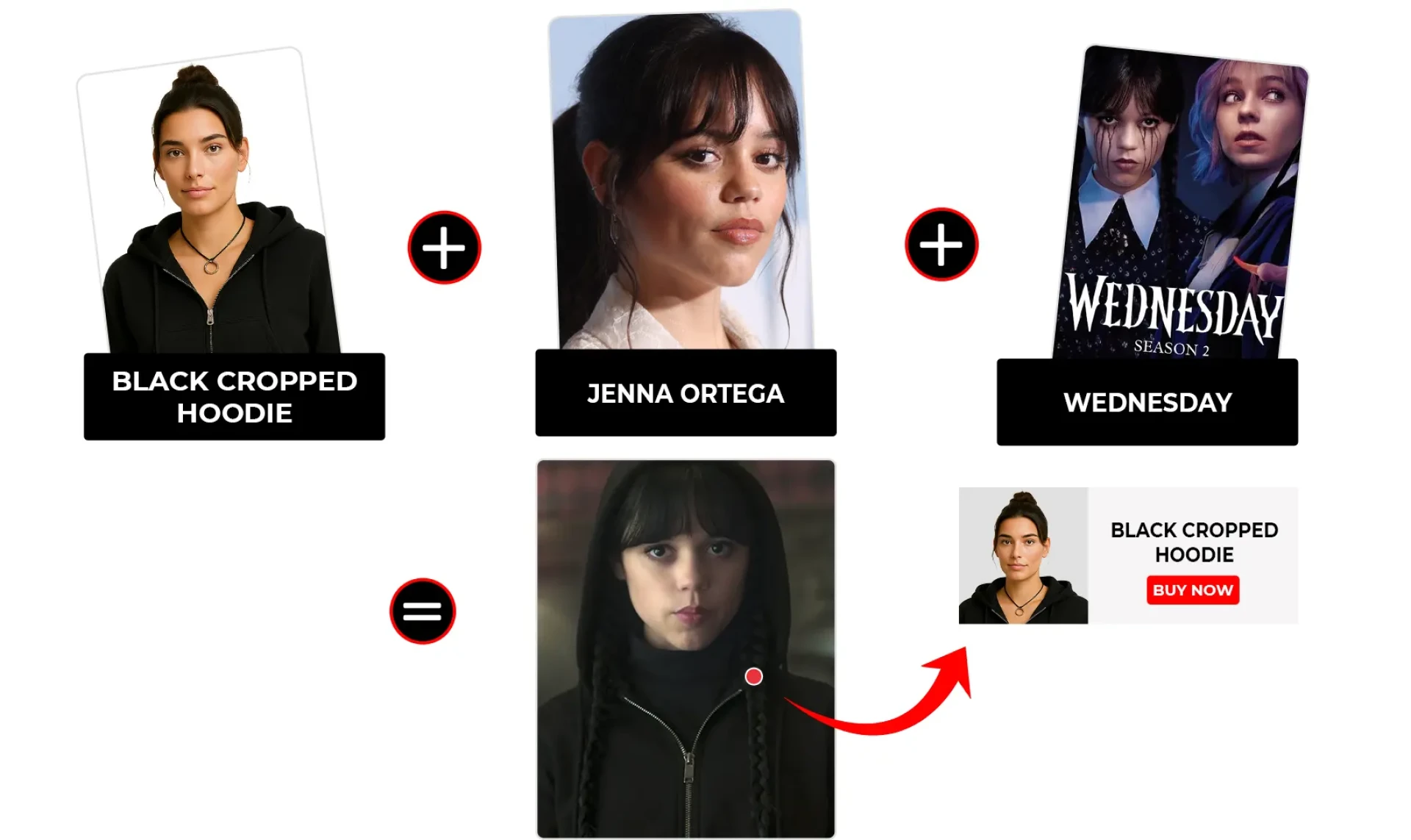 Wednesday Season 2 Episode 3 Jenna Ortega Black Cropped Hoodie
