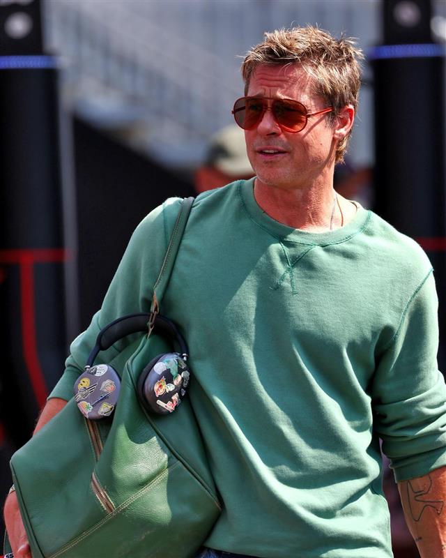 The Movie F1 Brad Pitt Stuns in a Classic Vintage Green Sweatshirt